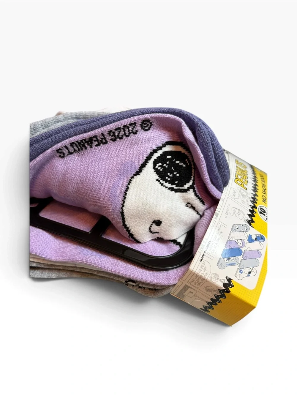 Peanuts Snoopy No-Show Socks 10 Pack Gray White Purple Floral